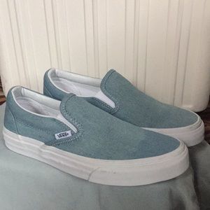 Vans | Shoes | Super Sale Vans Light Blue Denim Slip Ons | Poshmark